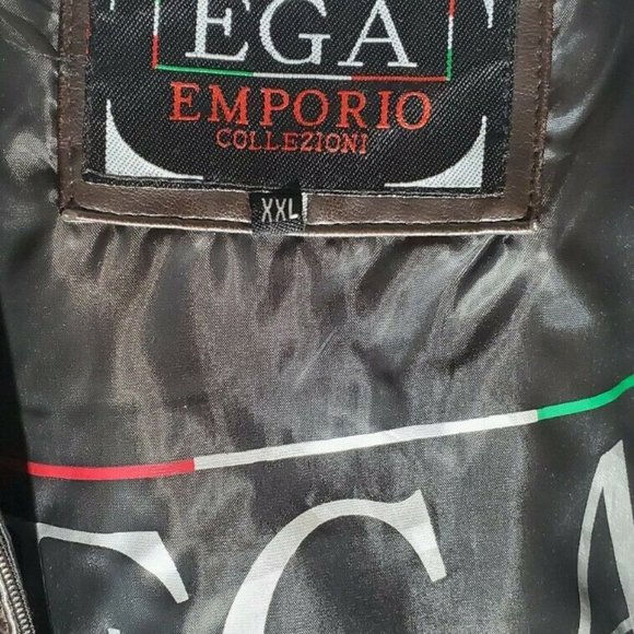 EGA EMPORIO COLLEZIONI Authentic Men's Large Brown Faux Leather Jacket - Picture 4 of 9